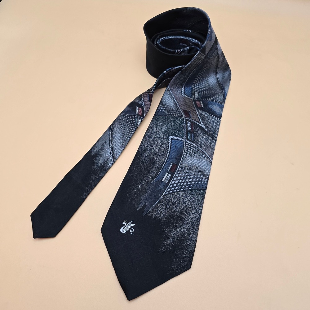 Don Loper Beverly Hills Mens‎ Tie Black Grey Blue Abstract Geometric WPL 2831